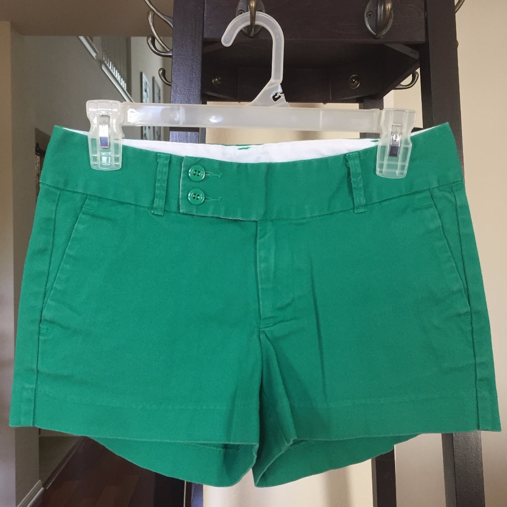 Green Flat front Shorts
